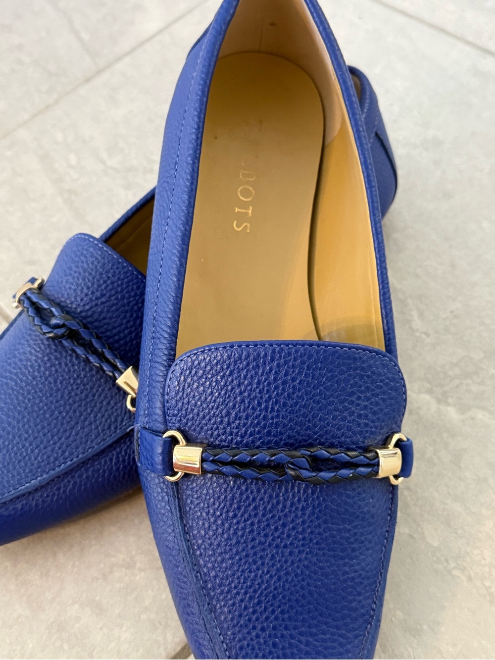 Talbots Royal Blue Braided Bit Leather Loafers Flats 9 - Picture 2 of 11